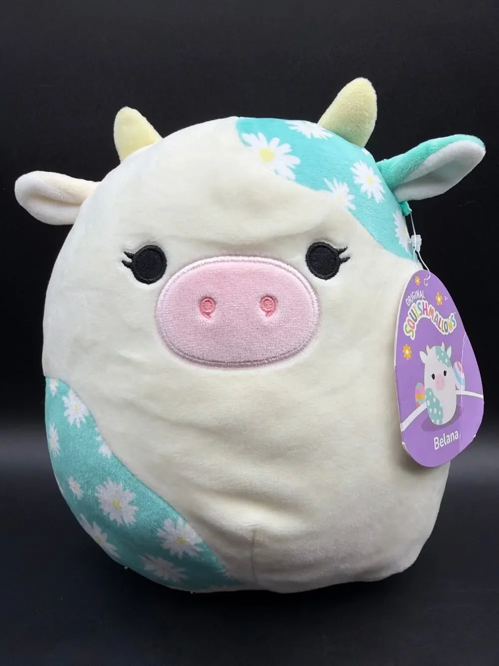 Squishmallows Belana Cow 8 Inch Easter Daisy Floral Teal Plush 2023 With Tag
